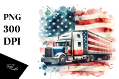 Vintage USA Flag Pickup Truck Clipart Product Image 1