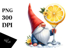 Whimsical Gnome Drinking Cocktail PNG Product Image 1