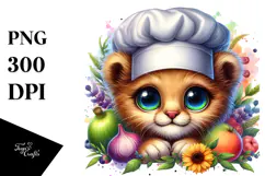 Vibrant Cute Baby Lion in Chef's Hat PNG Product Image 1