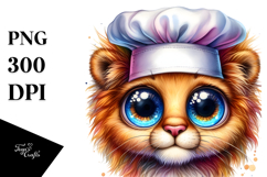 Vibrant Cute Baby Lion in Chef&#039;s Hat PNG Product Image 1