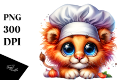 Vibrant Cute Baby Lion in Chef&#039;s Hat PNG Product Image 1