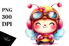 Vibrant Baby Bee in Aviator Suit PNG Product Image 1