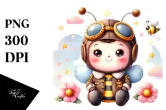 Vibrant Baby Bee in Aviator Suit PNG Product Image 1