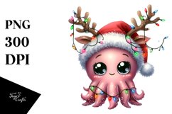 Baby Octopus with Christmas Spirit, Transparent PNG Product Image 3
