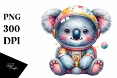 Wimsical Koala Astronaut Helmet Watercolor Colorful | Product Image 3