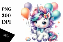 Cute Baby Unicorn with Cool Haircut | Watercolor Clipart Product Image 1