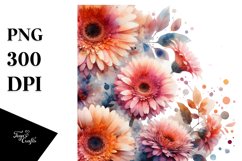 Abstract Watercolor Basket with Large Gerbera | Clipart Product Image 1