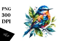 Vibrant Bird with Flowers PNG Product Image 3
