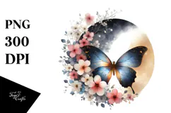 Butterfly with Spring Flowers, Transparent PNG Product Image 1