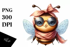 Funny Cute Bee in Silk Scarf Sunglasses Clipart Product Image 3