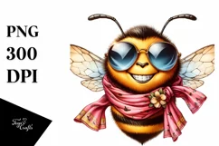 Funny Cute Bee in Silk Scarf Sunglasses Clipart Product Image 3