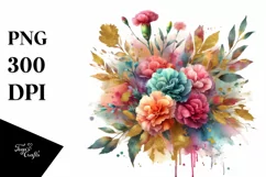 Colorful Bouquet with Colorful Carnation | Clipart Product Image 1