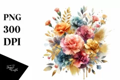 Colorful Bouquet with Carnation and Splash | Clipart Product Image 1