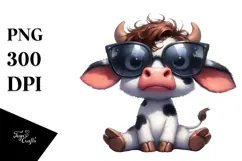 Exaggerated Cow with Sunglasses PNG Product Image 1