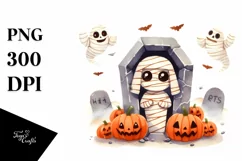 Simple Halloween Mummy's Tomb PNG Product Image 1