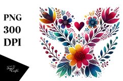 Simple Boho Flower with Heart, PNG Product Image 1