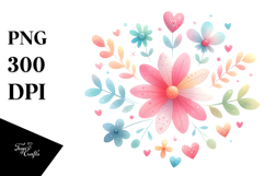 Colorful Boho Flower with Heart Petals PNG Product Image 1