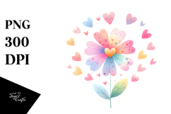 Colorful Boho Flower with Heart Petals PNG Product Image 1