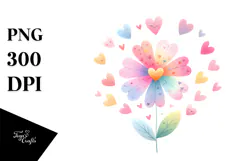 Colorful Boho Flower with Heart Petals PNG Product Image 1