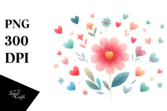 Colorful Boho Flower with Heart Petals PNG Product Image 1
