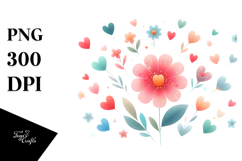 Colorful Boho Flower with Heart Petals PNG Product Image 1