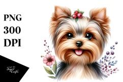 Happy Yorkshire Terrier in Watercolor PNG Product Image 1