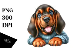 Watercolor Happy Bloodhound PNG Product Image 1