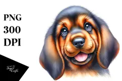 Watercolor Happy Bloodhound PNG Product Image 1