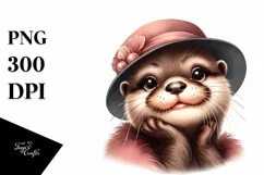 Funny Otter Smiling | Watercolor Clipart Product Image 1