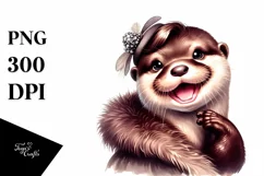 Funny Cute Otter Portrait Sticker Clipart Product Image 1