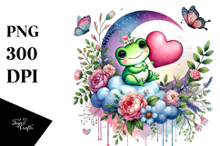 Boho Baby Frog Holding Heart PNG Product Image 1