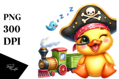 Crazy Vibrant Watercolor Baby Duck PNG Product Image 1