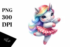 Baby Unicorn Posing as Dancer | Watercolor Clipart Product Image 3