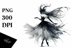 Washed Watercolor Gothic Fairy Dancing PNG Product Image 1