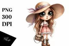 Watercolor Brittany Sun Hat Boots Caricature Sticker Clipart Product Image 1