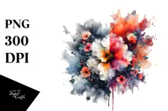 Colorful Flower Splashes PNG Product Image 1