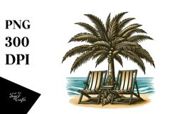 Tropical Tree Beach Chairs PNG Product Image 1