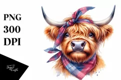 Cow Highland Cow Portrait with Bandana Product Image 1