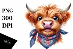 Cow Highland Cow Portrait with Bandana Product Image 3