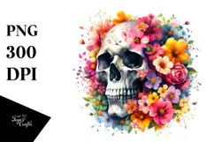 Colorful Skull Painting PNG Product Image 1