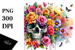 Colorful Skull Painting PNG Product Image 1