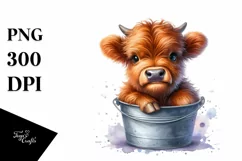 Cute Highland Baby Cow Bucket Product Image 1