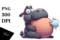 Cartoony Hippo Making Casually PNG Product Image 1
