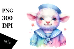 Pastel Baby Lamb Sailor Suit, PNG Product Image 1