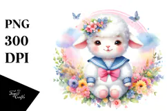 Pastel Baby Lamb Sailor Suit, PNG Product Image 1