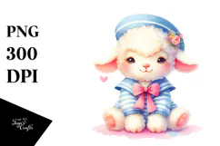 Pastel Baby Lamb Sailor Suit, PNG Product Image 1