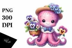 Detailed Watercolor Whimsical Cute Baby Octopus | Product Image 3