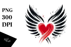 Paintbrush Style Heart with Wings PNG Product Image 1