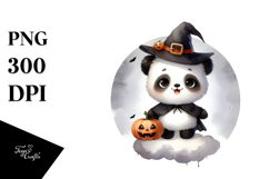 Washed Watercolor Panda on a Cloud PNG Product Image 1