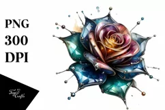 Shiny Glass Rose with Metalic Insertions | Clipart Product Image 1